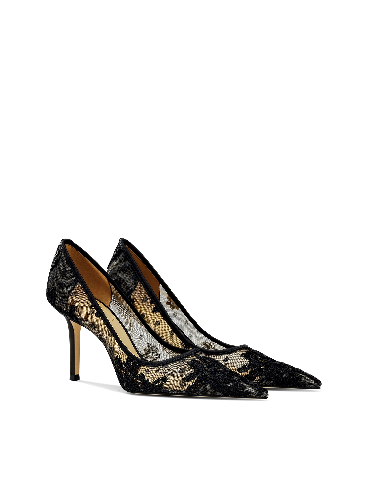 Charming Black Lace Flower See-through Evening Party Pumps