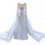 High-end White Handmade  Beading Sequins Wedding Dresses 2023 Trumpet / Mermaid Scoop Neck Long Sleeve Court Train Wedding