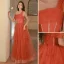Charming Watermelon Beading Evening Dresses 2023 A-Line / Princess One-Shoulder Sleeveless Backless Floor-Length / Long Evening Party Formal Dresses