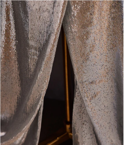 Glitzernden Silber Gespaltete Front Pailletten Abendkleider 2024 Meerjungfrau One-Shoulder Ärmellos Rückenfreies Sweep / Pinsel Zug Abend Festliche Kleider