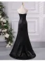 Style Audrey Hepburn Noire Satin Robe De Bal 2024 Trompette / Sirène Bustier Sans Manches Dos Nu Noeud Train De Balayage Promo Robe De Ceremonie