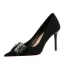 Snygga / Fina Svarta Rhinestone Afton Pumps 2023 10 cm Högklackade Spetsiga Pumps Stilettklackar