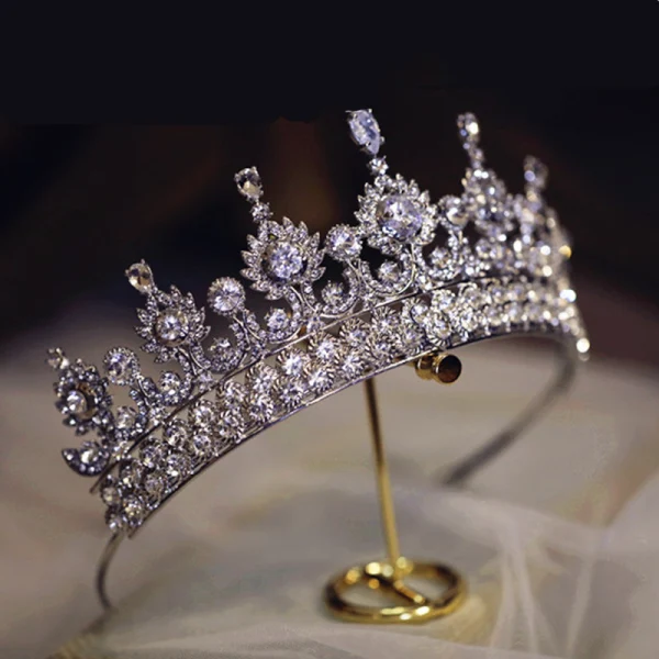 Baroque Silver Rhinestone Alloy Tiara 2022 Wedding Bridal Hair Accessories