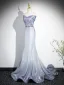 Scintillantes Multi-Couleurs Argenté Glitter Robe De Bal 2024 Trompette / Sirène Bustier Sans Manches Dos Nu Train De Balayage Promo Robe De Ceremonie