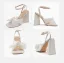 Vintage / Originale Bleu Ciel Vêtement de rue Sandales Femme 2022 Bride Cheville Noeud 10 cm Talons Épais Peep Toes / Bout Ouvert Sandales Talons Hauts