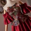 Vintage / Retro Burgundy Embroidered Homecoming Satin Short Graduation Dresses 2024 Off-The-Shoulder Short Sleeve Backless Formal Dresses
