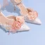 Schön Weiß Applikationen Schleife Brautschuhe 2023 Perle Strass Knöchelriemen 9 cm Stilettos Spitzschuh Hochzeit Sandaletten Hochhackige