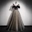 Chic / Beautiful Black Sequins Prom Dresses 2023 A-Line / Princess Pearl Rhinestone Spaghetti Straps Sash Short Sleeve Backless Floor-Length / Long Prom Formal Dresses