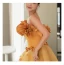 Fashion Appliques Yellow Prom Dresses 2023 A-Line / Princess Strapless Sleeveless Backless Floor-Length / Long Prom Formal Dresses