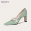 Schöne Beige Perle Pailletten Spitze Blumen Brautschuhe 2023 Leder 7 cm Stilettos Spitzschuh Hochzeit Pumps Hochhackige