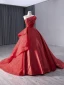 High-end Red Beading Prom Dresses 2024 Ball Gown Strapless Sleeveless Backless Court Train Prom Formal Dresses
