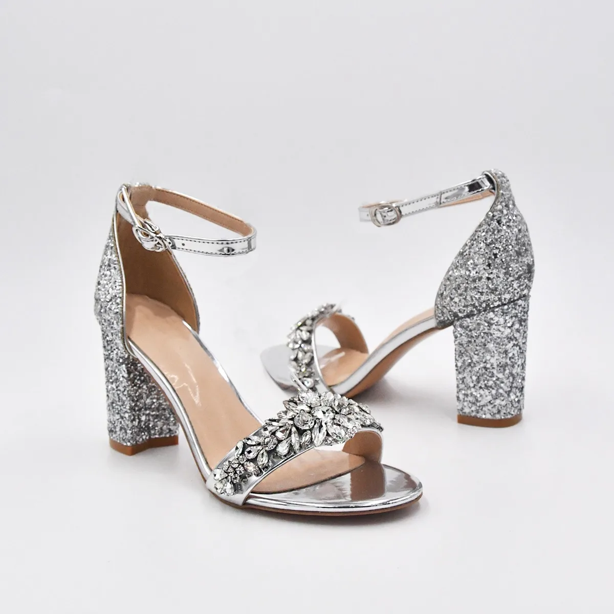 Dames Stiletto Hoge hak Jurk Pumps Puntige teen Enkelband Sandalen Strass Strik Satijn Bruids Bruiloft Avondfeest Schoenen, Zwart,40 (Wit 37 EU