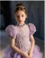 Elegant Lavender Beading Pearl Sequins Birthday Flower Girl Dresses 2025 Ball Gown High Neck Puffy Short Sleeve Backless Sweep Train