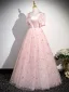 Chic / Belle Rougissant Rose Paillettes Robe De Bal 2024 Princesse Encolure Carrée Manches Courtes Dos Nu Longue Promo Robe De Ceremonie