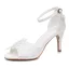 Schlicht Elegante Weiß Satin Spitze Blumen Brautschuhe 2026 Knöchelriemen 8 cm Stilettos Peeptoes Hochzeit Sandaletten Hochhackige