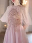 Chic / Beautiful Blushing Pink Beading Sequins Prom Dresses 2023 A-Line / Princess Scoop Neck Sleeveless Floor-Length / Long Prom Formal Dresses