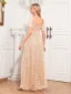 Chic / Beautiful Candy Pink Lace Flower Evening Dresses 2024 A-Line / Princess V-Neck Short Sleeve Backless Floor-Length / Long Evening Party Formal Dresses