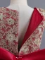 Chic / Belle Bordeaux Paillettes En Dentelle Fleur Anniversaire Robe Ceremonie Fille 2024 Robe Boule Encolure Dégagée Mancherons Noeud Ceinture Longue