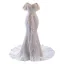 Luxury / Gorgeous White Handmade  Beading Lace Flower Wedding Dresses 2023 Trumpet / Mermaid Strapless Sleeveless Backless Court Train Wedding