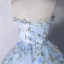 Flower Fairy Sky Blue Appliques Prom Dresses 2023 Ball Gown Strapless Sleeveless Backless Floor-Length / Long Prom Formal Dresses