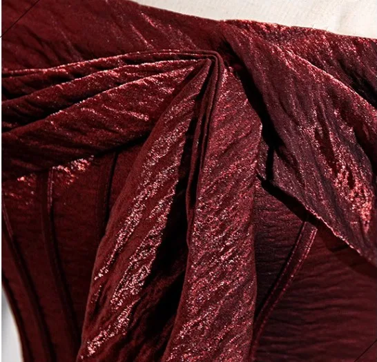 Charmant Bordeaux Fendue devant Volants Robe De Soirée 2024 Trompette / Sirène Bustier Sans Manches Dos Nu Train De Balayage Soirée Robe De Ceremonie