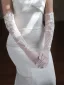 Vintage / Retro Elegant White Lace Flower Wedding Bridal Gloves 2025 Tulle