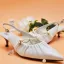 Chic / Beautiful White Leather Pearl Wedding Shoes 2022 5 cm Stiletto Heels Pointed Toe Wedding High Heels