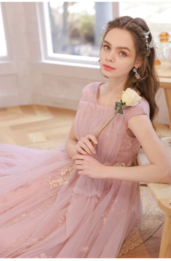 Mooie / Prachtige Candy Roze Kant Bloem Galajurken 2022 A lijn Ronde Hals Rhinestone Pailletten Mouwloos Ruglooze Lange Gala Gelegenheid Jurken