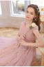 Mooie / Prachtige Candy Roze Kant Bloem Galajurken 2022 A lijn Ronde Hals Rhinestone Pailletten Mouwloos Ruglooze Lange Gala Gelegenheid Jurken