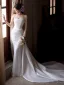 Elegant White Pearl Rhinestone Satin Wedding Dresses 2025 Trumpet / Mermaid Strapless Sleeveless Backless Bow Court Train