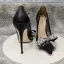 Charming Black Evening Party Rhinestone Pearl Bow Pumps 2022 12 cm Stiletto Heels Pointed Toe Pumps High Heels