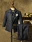 Fashion Black Plaid 5-piece Boys Wedding Suits 2022 Long Sleeve Coat Pants Shirt Tie Vest