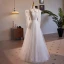 Vintage / Retro Ivory Lace Flower Wedding Dresses 2024 A-Line / Princess High Neck Beading Pearl Bow Long Sleeve Backless Floor-Length / Long