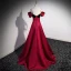 Charming Burgundy Rhinestone Satin Evening Dresses Backless 2023 A-Line / Princess Spaghetti Straps Short Sleeve Floor-Length / Long Evening Party Formal Dresses