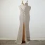 Sexy Argenté Bleu Marine Paillettes Robe De Soirée 2022 Trompette / Sirène Bretelles Spaghetti Sans Manches Dos Nu Fendue devant Longue Robe De Ceremonie