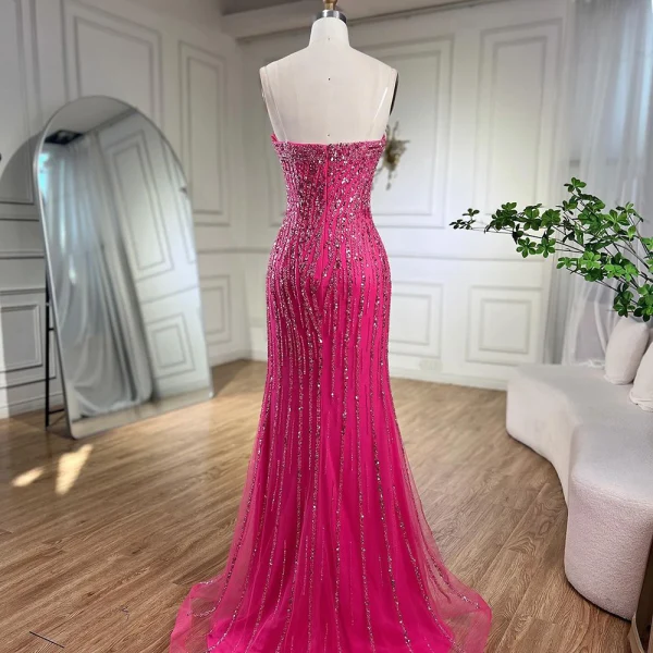 High-end Caramel Handmade  Beading Sequins Prom Dresses 2024 Trumpet / Mermaid High Neck Sleeveless Backless Sweep Train Prom Formal Dresses