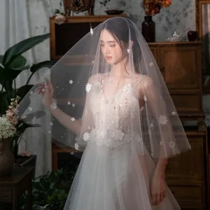 Élégant Blanche Appliques 1 5 M Voile De Mariée 2025 Tulle