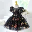 Chic / Belle Noire Papillon Paillettes Anniversaire Robe Ceremonie Fille 2023 Encolure Dégagée Manches Courtes Courte Robe Ceremonie Fille