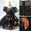 Chic / Belle Noire Papillon Paillettes Anniversaire Robe Ceremonie Fille 2023 Encolure Dégagée Manches Courtes Courte Robe Ceremonie Fille