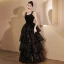 Charmant Rougissant Rose Volants en Cascade Paillettes Robe De Bal 2023 Princesse Bretelles Spaghetti Sans Manches Dos Nu Longue Robe De Ceremonie