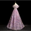 Lovely Lavender Beading Sequins Appliques Prom Dresses 2024 A-Line / Princess Off-The-Shoulder Sleeveless Backless Floor-Length / Long Prom Formal Dresses
