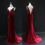 Sexy Burgundy Velvet Evening Dresses 2025 Trumpet / Mermaid V-Neck Sleeveless Backless Floor-Length / Long Evening Party Formal Dresses