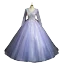 Chic / Beautiful Lavender Beading Sequins Appliques Prom Dresses 2023 Ball Gown V-Neck Long Sleeve Backless Floor-Length / Long Prom Formal Dresses
