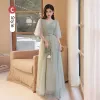 Modest / Simple Sage Green Bridesmaid Dresses 2022 A-Line / Princess Short Sleeve Backless Bow Sash Floor-Length / Long Bridesmaid Formal Dresses