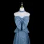 Scintillantes Bleu Ciel Paillettes Soirée Robe De Fete 2025 Princesse Noeud Bustier Sans Manches Dos Nu Longue Robe De Ceremonie