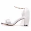 Eleganckie Białe Perła Z Paskiem Kokarda Buty Ślubne 2023 7 cm Grubym Obcasie Peep Toe Ślub Sandały