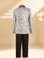 Bling Bling Grey Fall Winter 6-piece Sequins Long Sleeve Boys Wedding Suits 2025 Body Jewellery Coat Pants Shirt Tie Vest