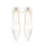 Chic Blanche Noeud Chaussure De Mariée 2024 Cuir 7 cm Talon Bloc À Bout Pointu Mariage Escarpins Talons Hauts