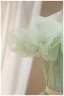 Simple Vert Cendré Paillettes Anniversaire Robe Ceremonie Fille 2024 Princesse Encolure Dégagée Volants Manches Courtes Noeud Ceinture Dos Nu Longue