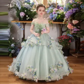 Flower Fairy Sage Green Beading Appliques Birthday Flower Girl Dresses 2026 Ball Gown Scoop Neck Sleeveless Floor Length Long Tulle